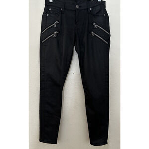 7 For All Mankind BLACK Women Skinny Legging Jean Wrap Around Zipers Size 26